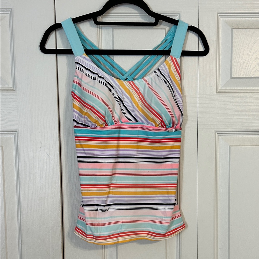 ZeroXposur Small 8 Classic Cipher Suspend Tankini Swim Top Striped Rainbow